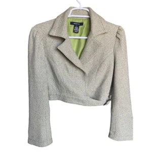 Arden B. Women's lime Green Herringbone Cropped Jacket Size S Vintage Style - Picture 1 of 6