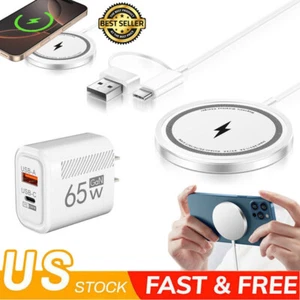 65W Mag safe Fast Charging Wireless Charger Pad For iPhone 16 15 14 13 Pro Max - Picture 1 of 27