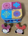 Lot of 2 Disney Pins and 1 Tin It's A Small World Girls Earhat Ear Hat LE 2008