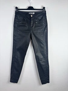 Mint Velvet Size UK 10 Skinny Wet Look Leather Effect Jeans Stretchy Biker Style - Picture 1 of 10