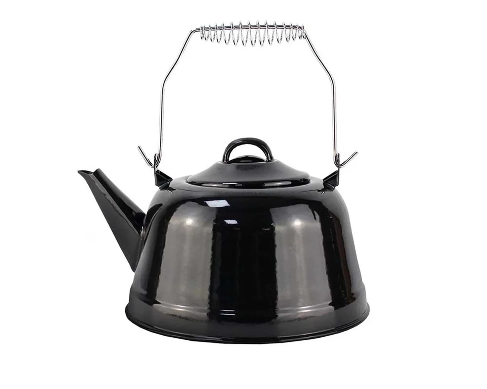 Michelino 2,4L Teekessel Camping Outdoor Stahl Emaillebeschichtung Schwarz - Bild 1 von 1