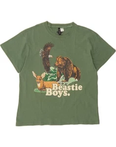 H&M Womens Graphic T-Shirt Top UK 14 Medium Green Cotton RK03 - Picture 1 of 3