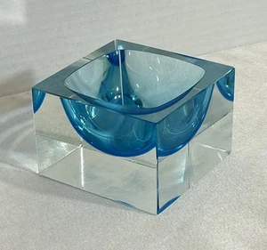 Cuenco azul cuadrado de cristal de Murano vintage Alessandro Mandruzzato (?) - Imagen 1 de 12
