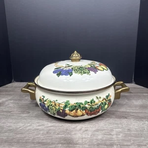 TABLETOPS UNLIMITED Kensington Garden Porzellan Emaille 3 Quart bedeckt Kasserolle - Bild 1 von 5
