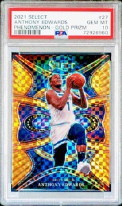 2021 Anthony Edwards PSA 10 Panini Select Phenomenon Gold Prizm #27 8/10 - Bild 1 von 2