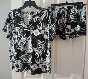 Flora Women's 2 pc Top & Shorts Pajama Set Size Med ~ Large & XL NWT - Picture 1 of 6