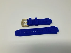 NOS Swiss Legend Blue Rubber Strap Neptune with Brushed yellow gold buckle 15mm - Picture 1 of 10