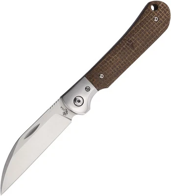 Navaja de Bolsillo Plegable Micarta Marrón Patrón Queen 84 Junta Deslizante Bohler M390 M84 Foto 1 de 3