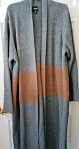 WallpapHer Cardigan Aperto Maglione Spolverino Lunghezza Grigio Maglia Ruggine Stampa Chevron XXL - Foto 1 di 7