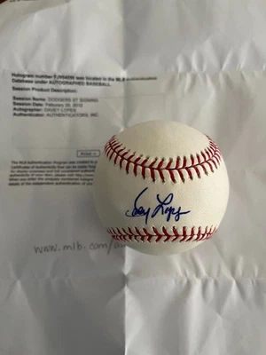 Autógrafo oficial de béisbol de los Dodgers de Davey Lopes autenticado por la MLB Foto 1 de 3