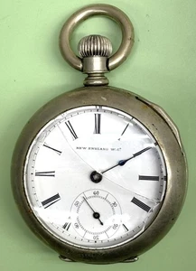 Antique New England 18S Pocket in Dueber Silverine Case Watch Parts Repair 1890 - Imagen 1 de 6