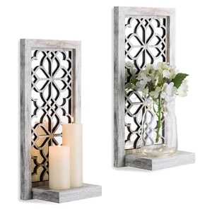 Wood Small Wall Shelves for Candle - Decorative Floating Shelf Candle Sconces... - Picture 1 of 7