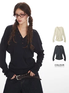 HeyHenry V-neck Long-sleeve T-shirt Women's Slim top - Bild 1 von 9