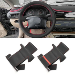 Cubierta de volante de cuero costura manual negra para VW Golf 4 MK4 Passat B5 1998-2005 - Imagen 1 de 14