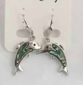 Earrings Dolphin Abalone Shell new porpoise - Picture 1 of 1