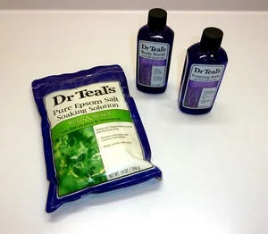 3 Different Dr. Teal's Bath Products: Epsom Salt Soaking, Body Wash Foaming Bath - Picture 1 of 8