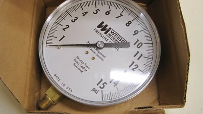 Weiss 4CTS 15 PSI 1/4" NPT LM Pressure Gauge Lower w/o Liquid New Free Shipping - Image 1 of 3