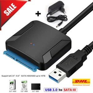SATA to USB 3.0 Adapter für 2.5/3.5 Zoll HDD/SSD Festplatten mit 12V 2A Stromver - Bild 1 von 13