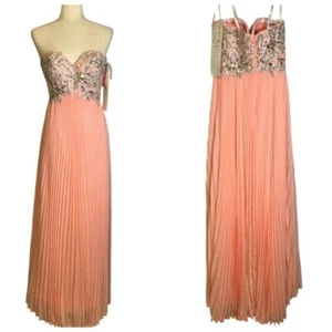 Tony Bowls Orange Pink Sequined Dress Pageant Prom Wedding 114L05 NWT Size 2 - Picture 1 of 16