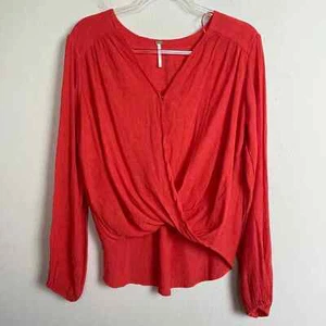 Top Free People Crinkle Surplice Alto Bajo Naranja Manga Larga Talla S - Imagen 1 de 6