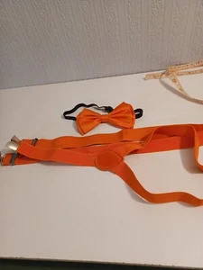 Halloween Orange Suspenders And Bow Tie Small Like Kids Or Womens  - Picture 1 of 6