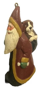 Adorno rústico vintage de Papá Noel con cachorro Susan Smith House Of Hasten 1995 - Imagen 1 de 14