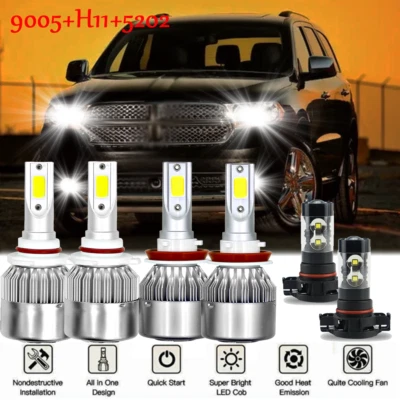 Para Dodge Durango 2011-2013 - 6X 6000K Combo Faro LED + Kit Faros Antiniebla Foto 1 de 4