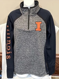 CUTE Illinois Fighting Illini Women's Sz Md Gray/Black 1/4 Zip Sweatshirt, NICE! - Picture 1 of 5