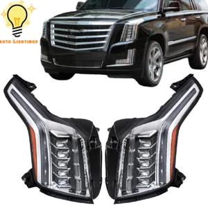 Right&Left Black Housing For 2015-2020 Cadillac Escalade Headlamp Headlight LED - Picture 1 of 10