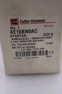 NEW Cutler Hammer AE16BN0AC Size B Starter 3 Pole 10 AMP Open Type STOCK 5448 - Picture 1 of 2