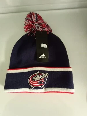 NEW Adidas Columbus Blue Jackets NHL Cuffed Pom Knit Winter Beanie Adult OSFM - Image 1 of 3