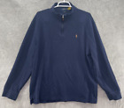 Polo Ralph Lauren Sweater Mens XL Blue Estate Rib 1/4 Zip Long Sleeve Pullover