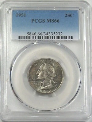 BU GEM TONED 1951 Silver Washington Quarter PCGS MS66.  #2 - Image 1 of 4