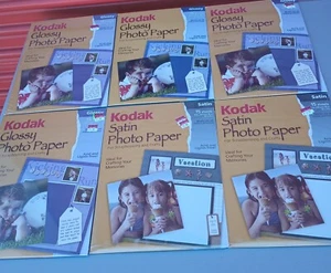 Carta fotografica Kodak satinata e lucida 8 1/2 x 11. 15 fogli fuori produzione tutti inkjet - Foto 1 di 7