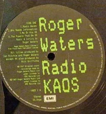 Roger Waters Radio K.A.O.S. LP  1st Press w  Kaos Poster & Inner UK 1987 EMI NM - Image 1 of 2