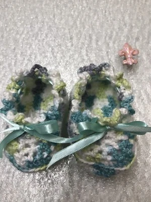 "Botines de bebé ganchillo recién nacido calcetines regalo botines 0-6 meses varios colores verdes 4""" Foto 1 de 4