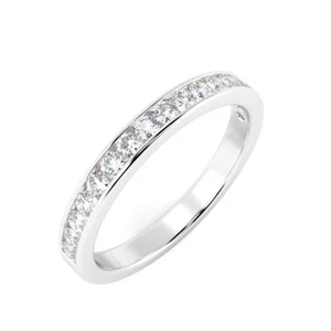 Best Sale.!2mm 0.25Ct Natural Round Diamonds Half Eternity Ring Gold / Platinum - Picture 1 of 24