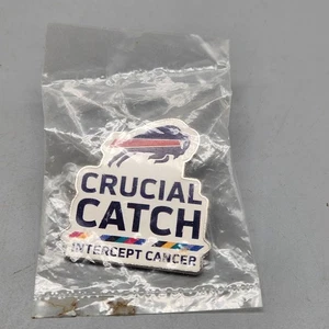 Buffalo Bills Crucial Catch Pin NFL Football Intercept Cancer Awareness Ribbon - Picture 1 of 4