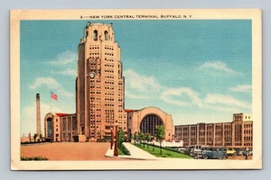 Vintage Leinen Postkarte New York Central Terminal Buffalo NY Art Deco - Bild 1 von 2