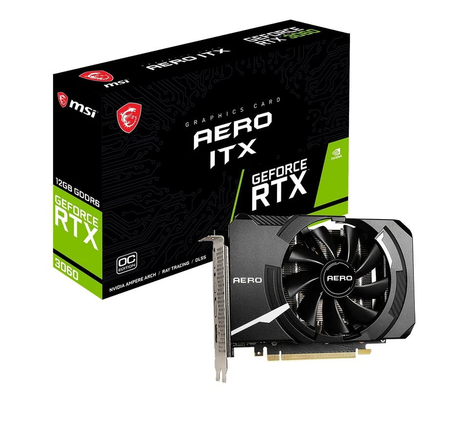 MSI Aero ITX Nvidia RTX 3060 12GB OC Edition GPU Video Card Used Complete In Box - Image 1 of 1