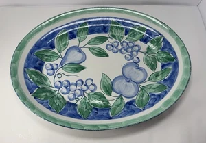 NANCY CALHOUN OVAL SERVING PLATTER MOONLIGHT PORTUGAL CERAMIC/POTTERY 18 X 14 IN - Picture 1 of 5