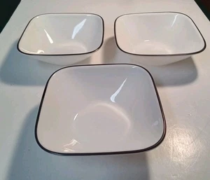 Corelle Schwarz Einfache Linien Müsli Suppe Quadratisch Schüsseln 6-3/8" Vitrelle 3er Set - Bild 1 von 7