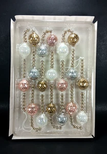 Macy's Beaded Garland 6ft Strand Faux Mercury Glass Pink Gold Holiday Lane NEW - Picture 1 of 14