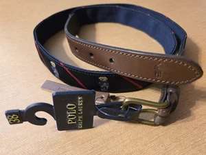 Polo Ralph Lauren Herren Polo Flag Bear Gürtel Navy Größe 38 Neu mit Etikett - Bild 1 von 9