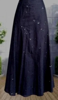 Maxi Falda Vintage Liz Claiborne Negra Lentejuelas Talla 6 Bordada Floral LEER Foto 1 de 4