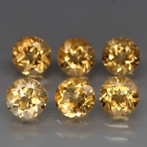 Redondo 7 mm. Real 100% Natural Amarillo Citrino Brasil Limpio 6 Piezas/7.42Ct. - Imagen 1 de 6