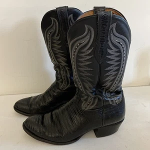 BOTAS VAQUERAS LARRY MAHAN VINTAGE CAIMÁN COCODRILO NEGRAS 10.5 EE - Imagen 1 de 13