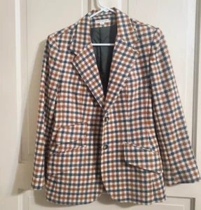 Blazer/abrigo vintage ajustado para mujer - lana y rayón - cuadros - talla 9 - Hong Kong - Imagen 1 de 6