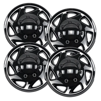 Juego de 4 tapacubos negros de 16" para Ford E-Series E350 E450 Econoline Van 1997-2023 Foto 1 de 4