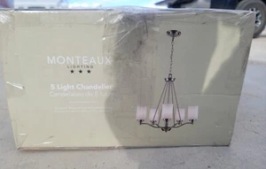 Monteaux 5-Light Brushed Nickel Chandelier Light Fixture , Frosted Glass  70525 - Picture 1 of 6